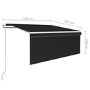 vidaXL szürke szélérzékelős, LED-es napellenző redőnnyel 3x2,5 m