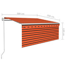 vidaXL narancs-barna szélérzékelős, LED-es napellenző redőnnyel 3x2,5m