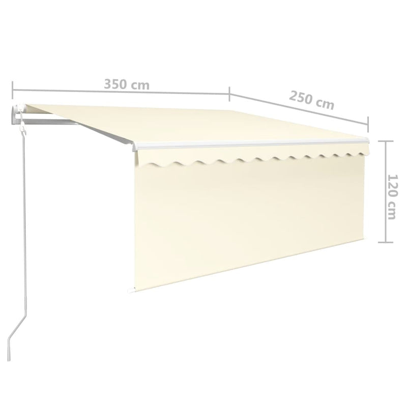 vidaXL krémszínű automata napellenző redőnnyel 3,5 x 2,5 m
