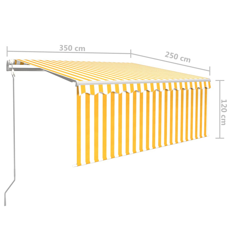 vidaXL sárga-fehér automata kihúzható napellenző redőnnyel 3,5 x 2,5 m