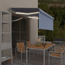 vidaXL kék/fehér redőnyös, LED-es, szélérzékelős napellenző 3,5x2,5 m