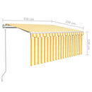 vidaXL sárga-fehér LED-es, szélérzékelős napellenző redőnnyel 3,5x2,5m