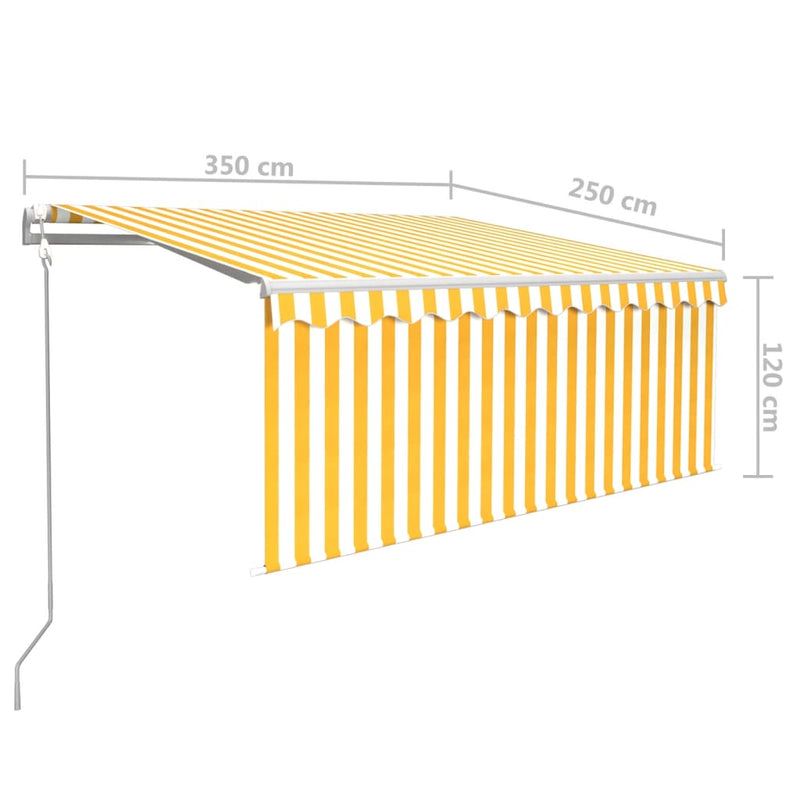 vidaXL sárga-fehér LED-es, szélérzékelős napellenző redőnnyel 3,5x2,5m