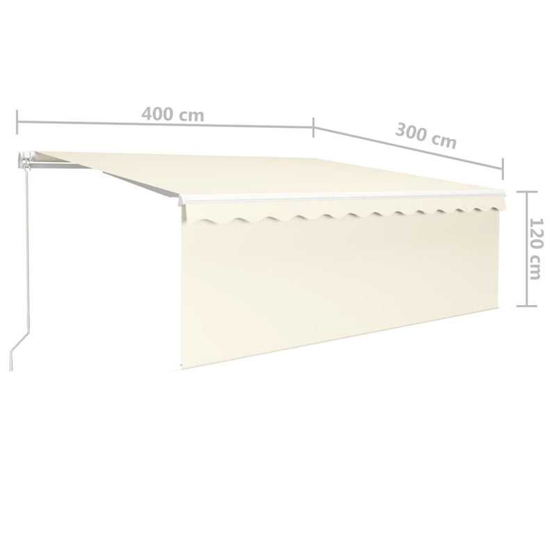 vidaXL krémszínű LED-es kézzel kihúzható napellenző redőnnyel 4 x 3 m