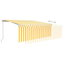 vidaXL sárga-fehér kézzel kihúzható LED-es napellenző redőnnyel 4x3 m