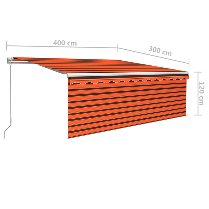 vidaXL narancssárga-barna kézzel kihúzható LED-es napellenző 4 x 3 m