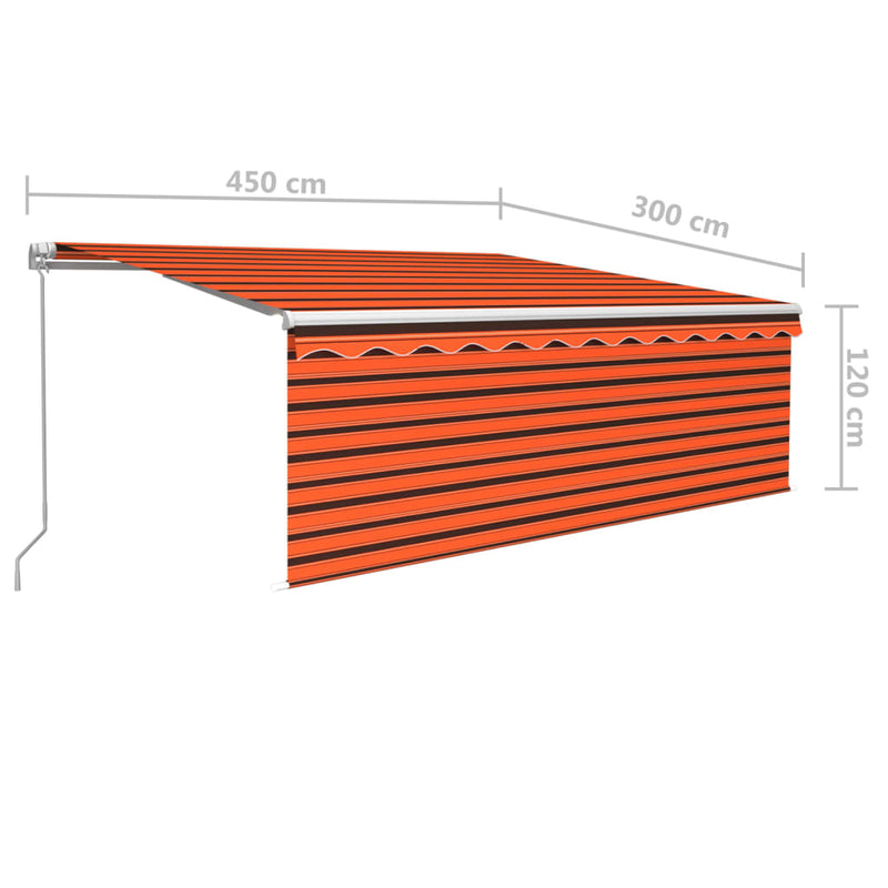 vidaXL narancssárga-barna kihúzható LED-es napellenző redőnnyel 4,5x3m