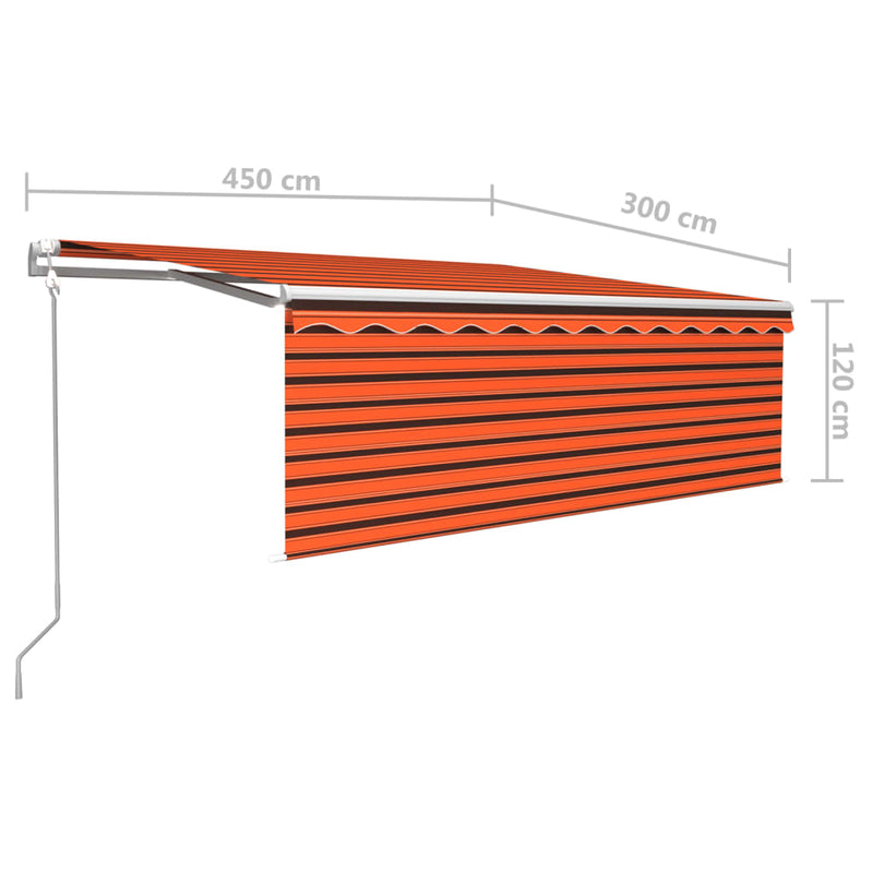vidaXL narancssárga-barna automata napellenző redőnnyel 4,5 x 3 m