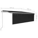 vidaXL szürke redőnyös, LED-es, szélérzékelős napellenző 4,5 x 3 m
