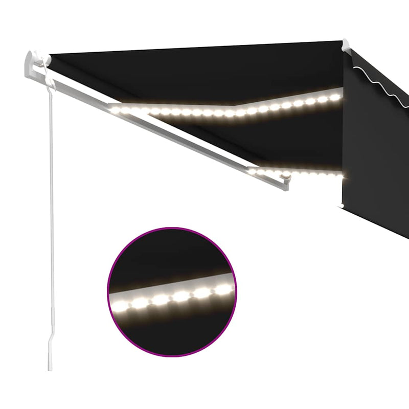 vidaXL antracitszürke redőnyös, LED-es, szélérzékelős napellenző 5x3 m