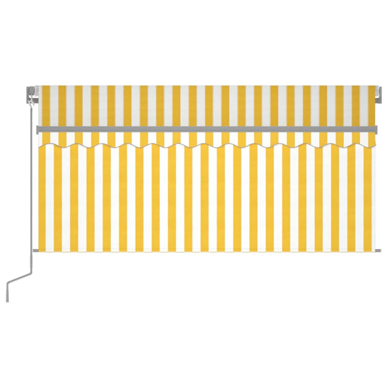 vidaXL sárga-fehér kézzel kihúzható LED-es napellenző redőnnyel 3x2,5m