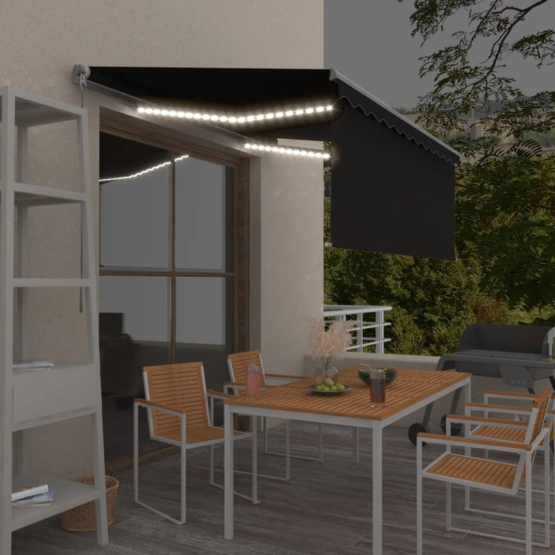 vidaXL antracit LED-es kézzel kihúzható napellenző redőnnyel 3x2,5 m