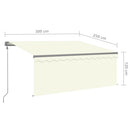 vidaXL krémszínű szélérzékelős, LED-es napellenző redőnnyel 3 x 2,5 m