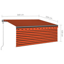 vidaXL narancs-barna szélérzékelős, LED-es napellenző redőnnyel 3x2,5m