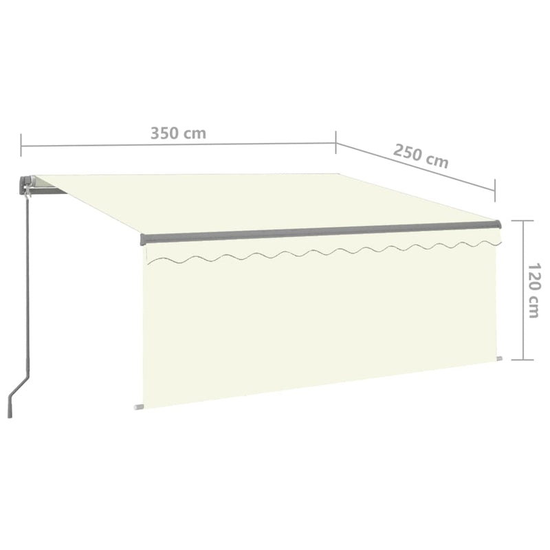 vidaXL krémszínű kézzel kihúzható LED-es napellenző redőnnyel 3x2,5 m
