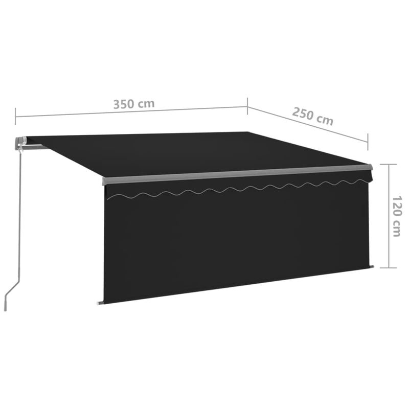 vidaXL antracitszürke kihúzható LED-es napellenző redőnnyel 3,5x2,5 m