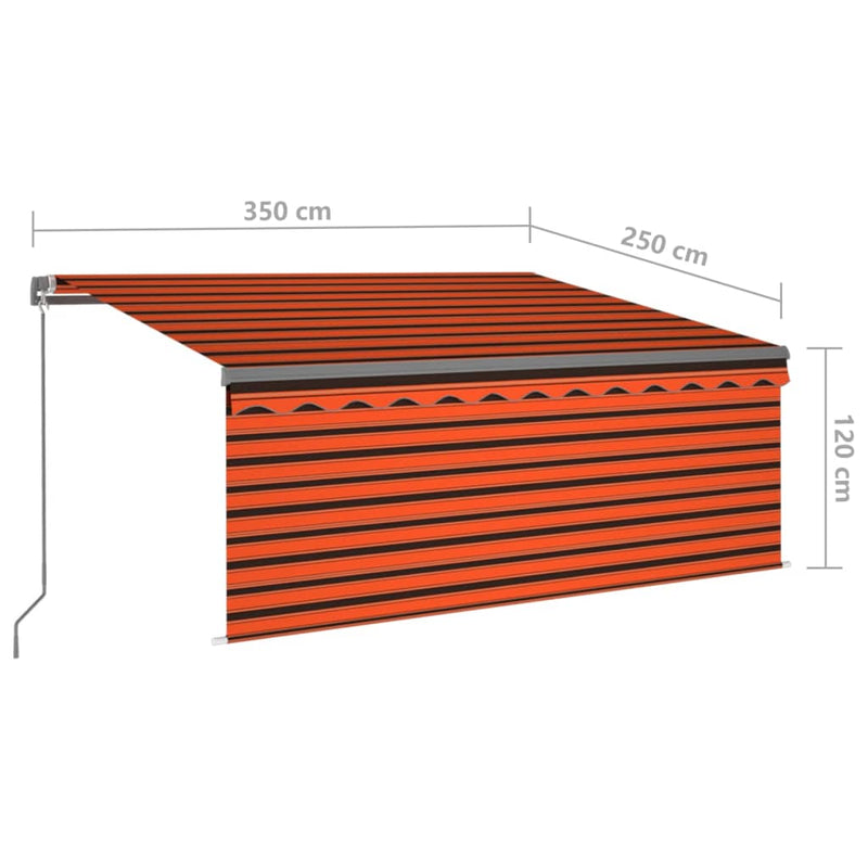 vidaXL narancssárga-barna LED-es napellenző redőnnyel 3,5 x 2,5 m
