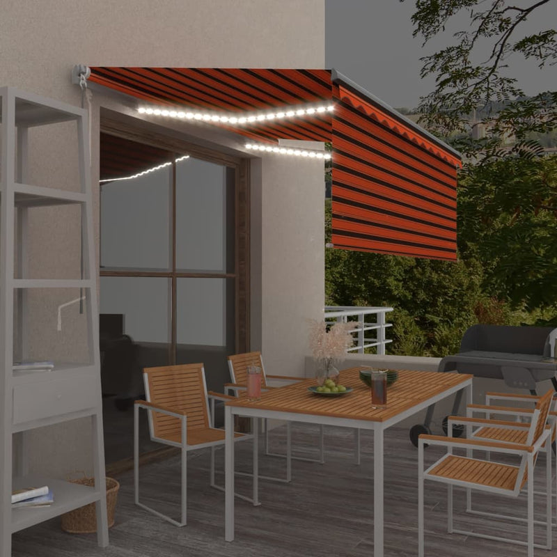 vidaXL narancssárga-barna LED-es napellenző redőnnyel 3,5 x 2,5 m