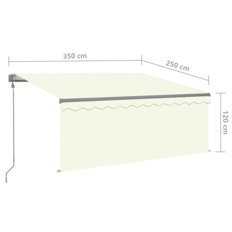 vidaXL krémszínű automata napellenző redőnnyel 3,5 x 2,5 m