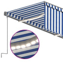 vidaXL kék/fehér redőnyös, LED-es, szélérzékelős napellenző 3,5x2,5 m