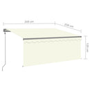 vidaXL krémszínű szélérzékelős, LED-es napellenző redőnnyel 3,5x2,5 m