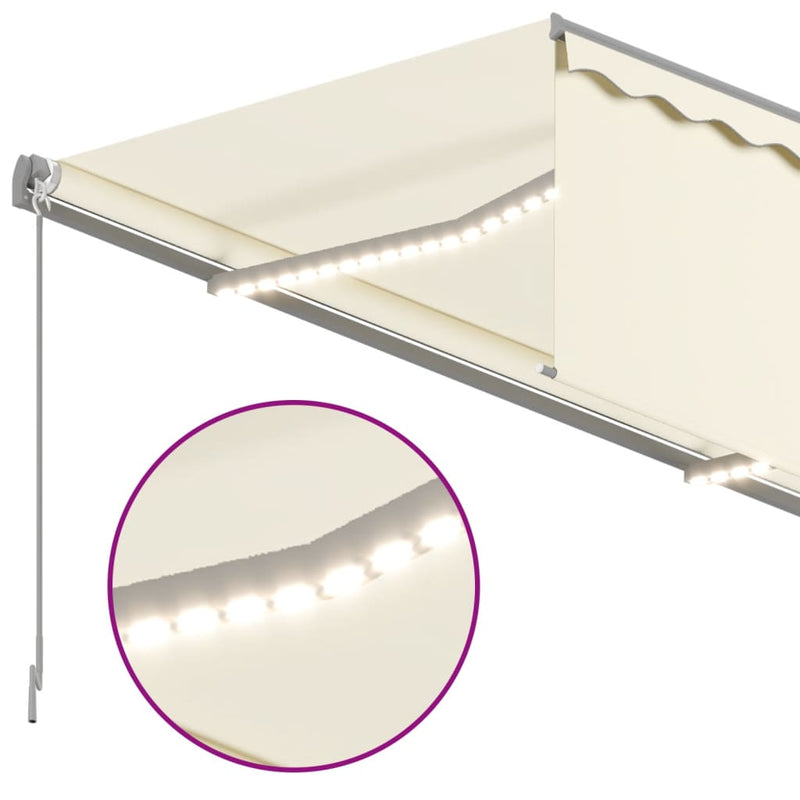 vidaXL krémszínű szélérzékelős, LED-es napellenző redőnnyel 4x3 m