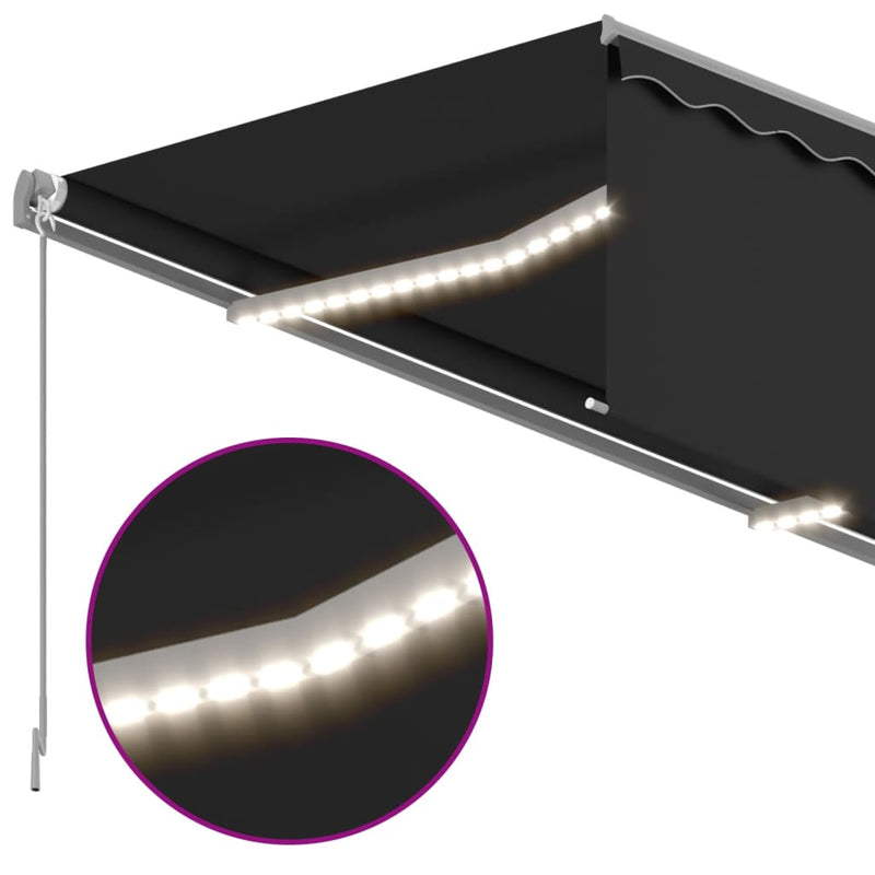 vidaXL szürke redőnyös, LED-es, szélérzékelős napellenző 4,5 x 3 m