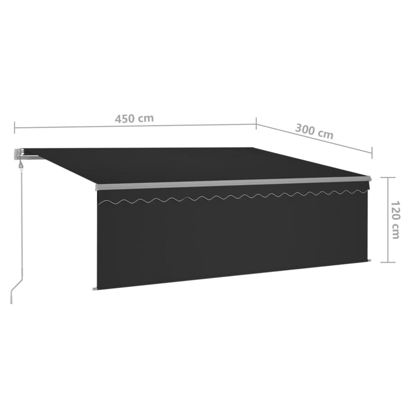 vidaXL szürke redőnyös, LED-es, szélérzékelős napellenző 4,5 x 3 m