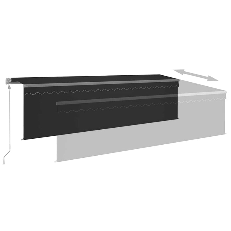 vidaXL antracitszürke redőnyös, LED-es, szélérzékelős napellenző 5x3 m