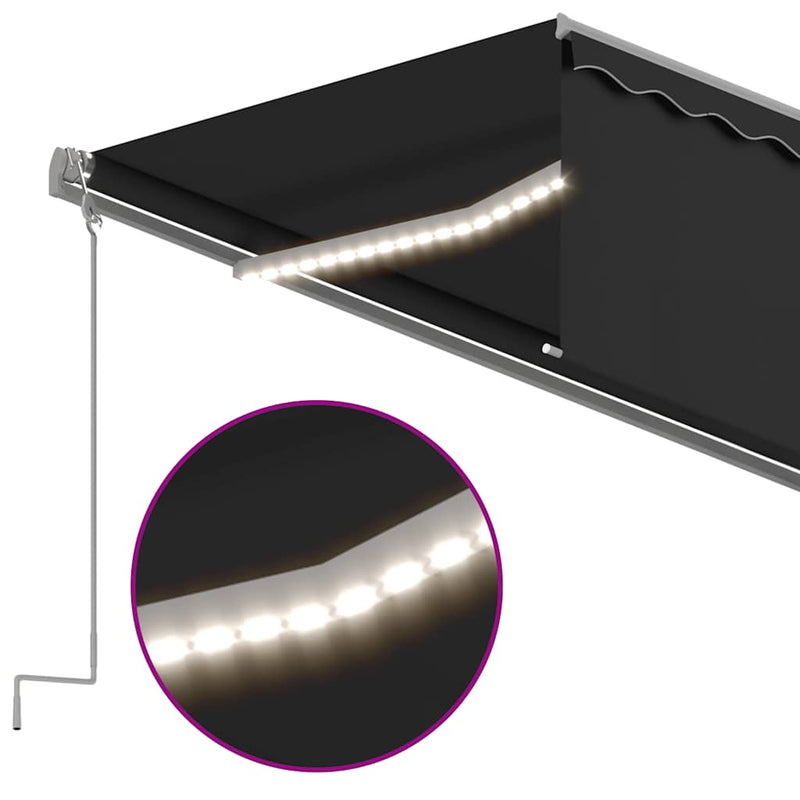 vidaXL antracitszürke redőnyös, LED-es, szélérzékelős napellenző 5x3 m