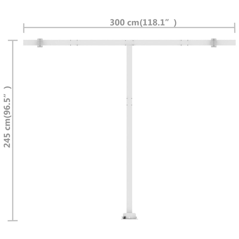 vidaXL kék-fehér kézzel kihúzható póznás napellenző 300 x 250 cm