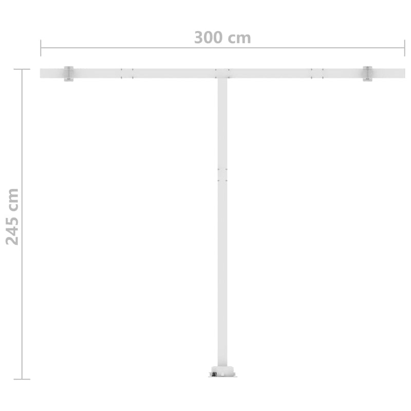 vidaXL sárga-fehér kézzel kihúzható póznás napellenző 300 x 250 cm