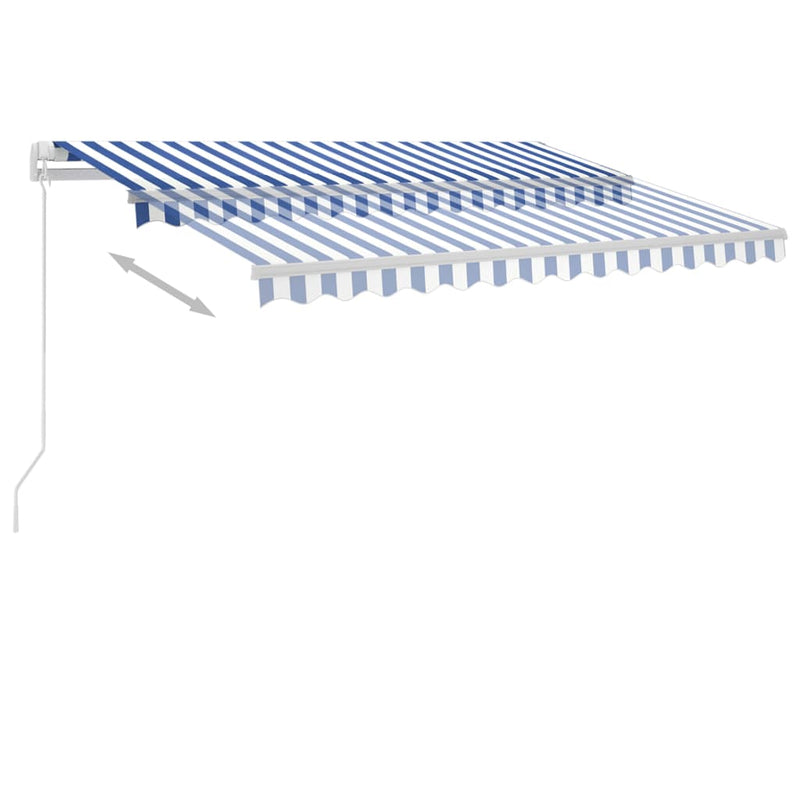 vidaXL kék és fehér kézzel kihúzható LED-es napellenző 300 x 250 cm