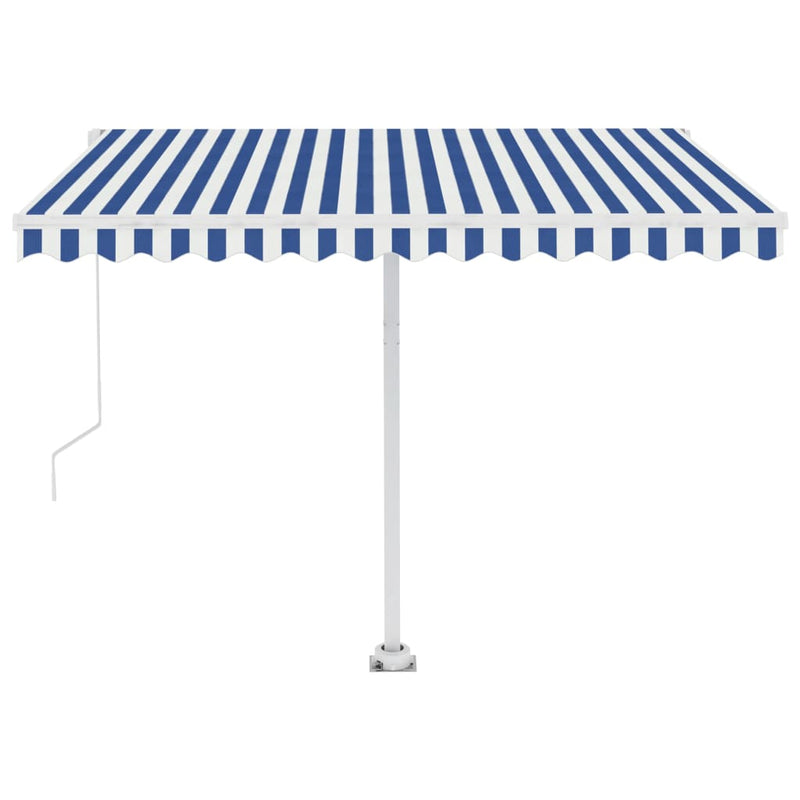 vidaXL kék és fehér kézzel kihúzható LED-es napellenző 300 x 250 cm