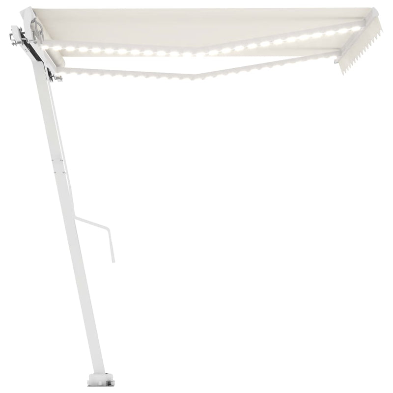 vidaXL krémszínű kézzel kihúzható LED-es napellenző 300 x 250 cm