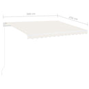 vidaXL krémszínű kézzel kihúzható LED-es napellenző 300 x 250 cm