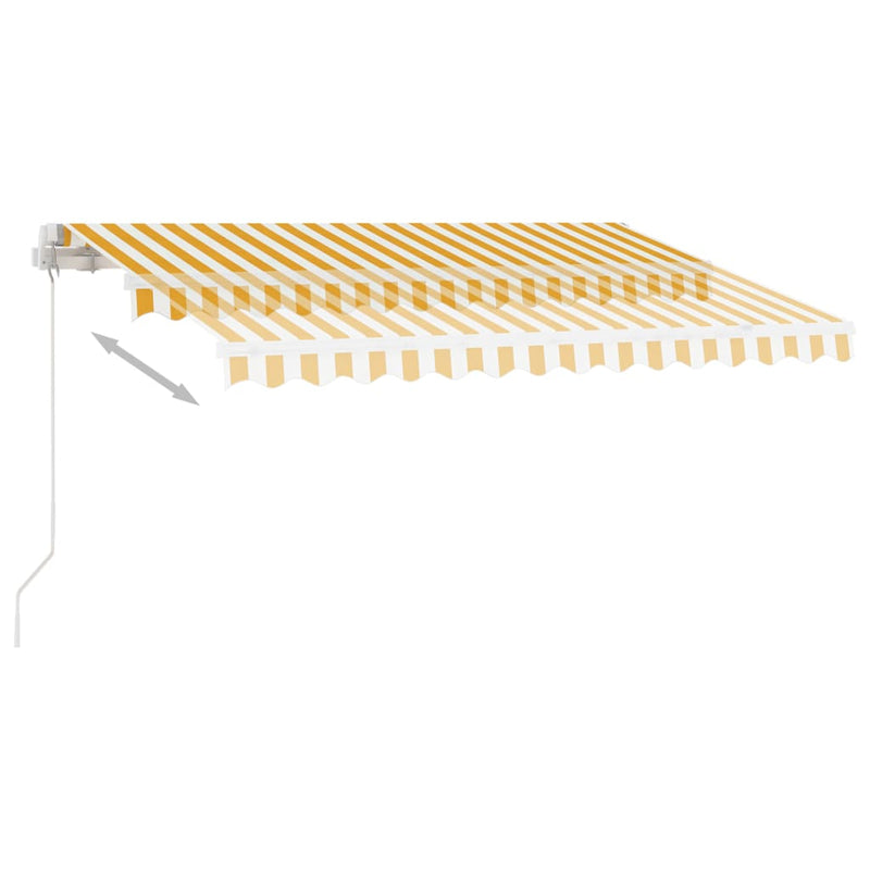vidaXL sárga és fehér kézzel kihúzható LED-es napellenző 300 x 250 cm