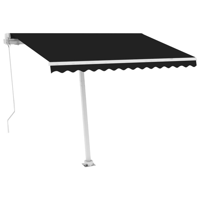 vidaXL antracitszürke kézzel kihúzható LED-es napellenző 300 x 250 cm
