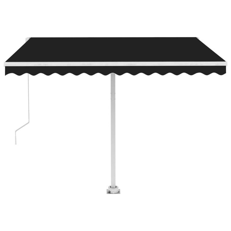 vidaXL antracitszürke kézzel kihúzható LED-es napellenző 300 x 250 cm