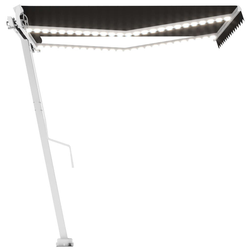 vidaXL antracitszürke kézzel kihúzható LED-es napellenző 300 x 250 cm