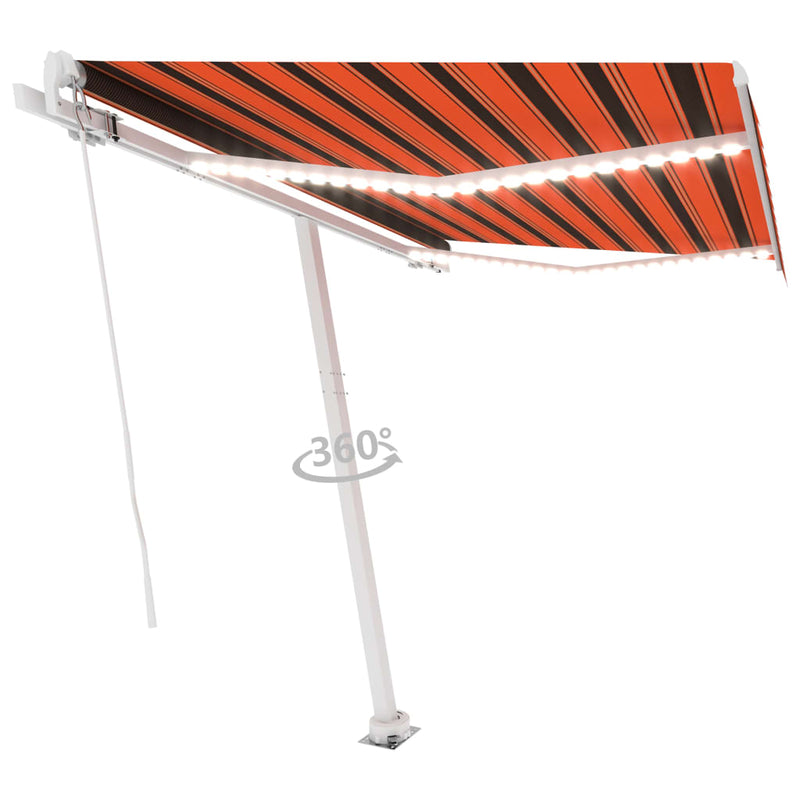 vidaXL narancssárga és barna kézzel kihúzható napellenző 300 x 250 cm