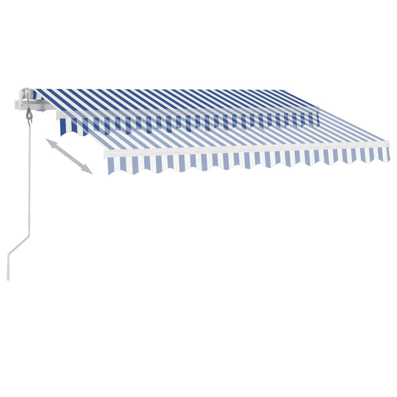 vidaXL kék és fehér automata póznás napellenző 300 x 250 cm