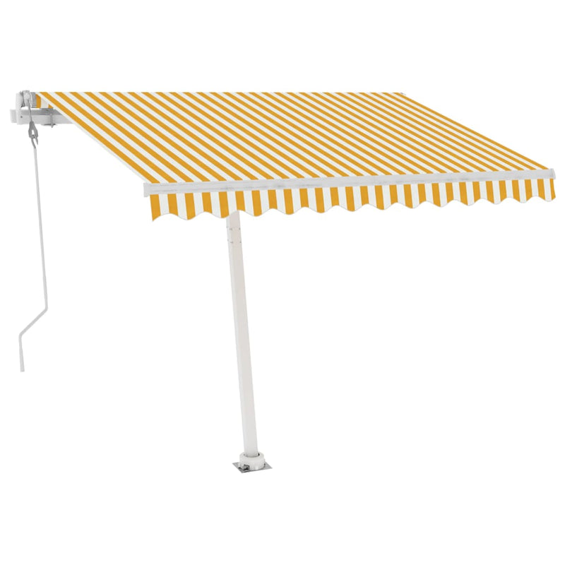 vidaXL sárga-fehér automata póznás napellenző 300 x 250 cm