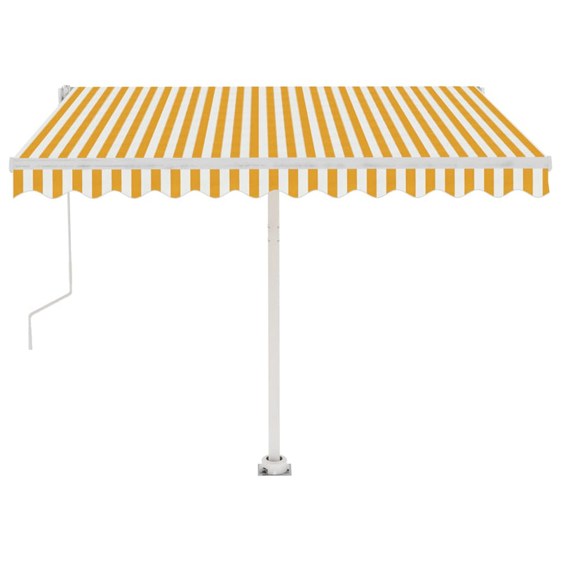 vidaXL sárga-fehér automata póznás napellenző 300 x 250 cm