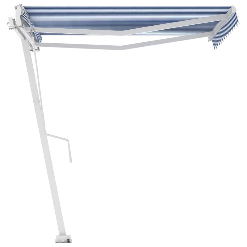 vidaXL kék és fehér automata póznás napellenző 350 x 250 cm