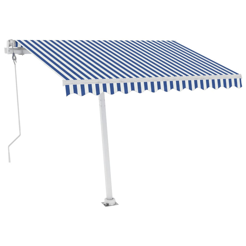 vidaXL kék és fehér automata póznás napellenző 350 x 250 cm