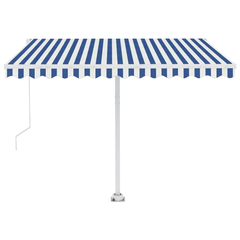 vidaXL kék és fehér automata póznás napellenző 350 x 250 cm