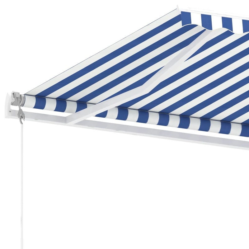 vidaXL kék és fehér automata póznás napellenző 350 x 250 cm