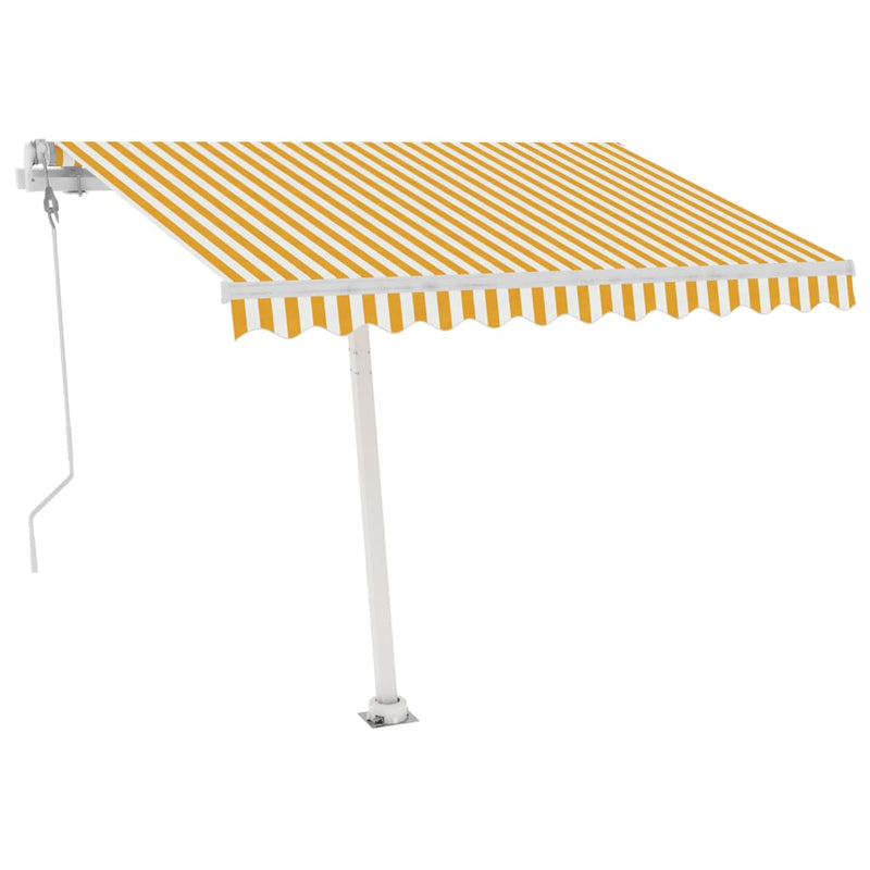 vidaXL sárga-fehér automata póznás napellenző 350 x 250 cm