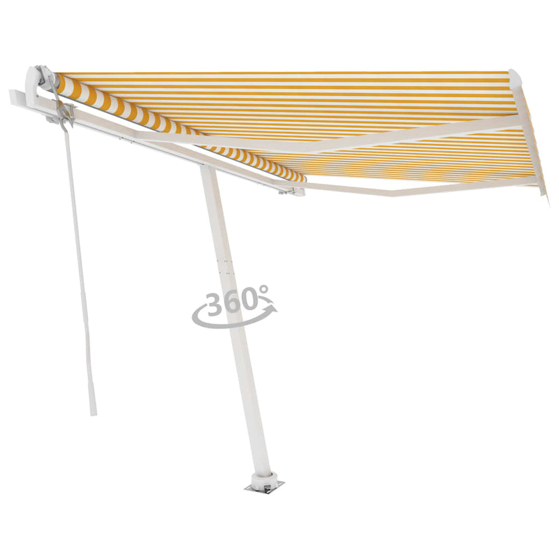 vidaXL sárga-fehér automata póznás napellenző 350 x 250 cm